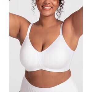EUC Honeylove 42C/D Silhouette Bra White Shaping‎ Slimming Wireless Soft Comfort